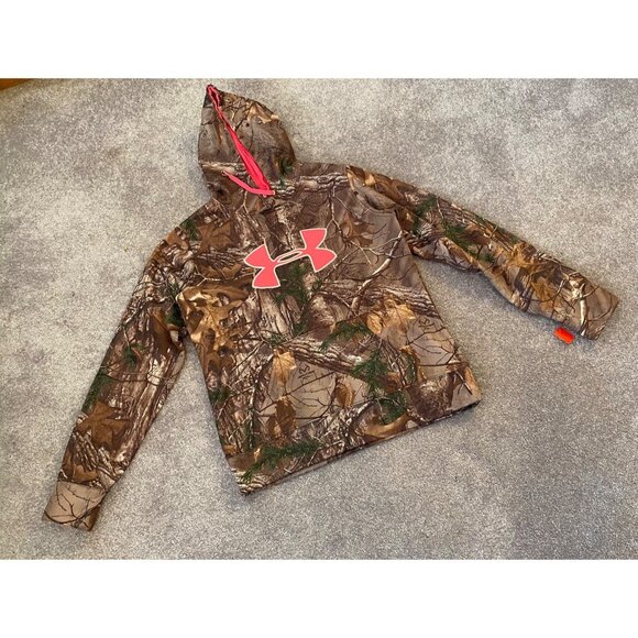 Under Armour Hoodie Jacket Womens Realtree Camo Loose Fit Pink Lining Medium - Picture 1 of 9